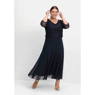 sheego Abendkleid aus Mesh, mit Zierborten«, aus Mesh, mit Zierborten, blau