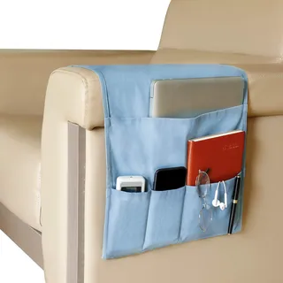 MaoXinTek Armlehne Organizer für Sofa Couch Sessel Bett Storage Tasche TV Fernbedienungshalter Platzsparender Aufbewahrungstasche für Handy, iPad, Buch, Zeitschriften, Bleistift, Blau