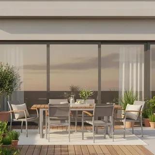 Merxx Gartenmöbel Set 7-tlg. Grau