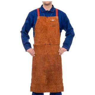 Weldas Schürze Lava-Brown Spaltleder mit Brustlatz