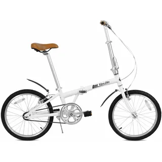 FabricBike Klappfahrrad, Alu-Rahmen, Single Speed, klapprad 20 Zoll, Folding, klapp Fahrrad, Klapprad Erwachsene, Fabric Bike Folding Bike (Matte White W/Mudguard)
