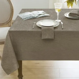 Softalker Tischdecke abwaschbare 240x140 cm Beige Braun Tischdecken aus Leinenoptik Tischtuch Wasserabweisende Klein Table Cloth für Herbst Outdoor, Garten, Hochzeiten, Party, Weihnachten