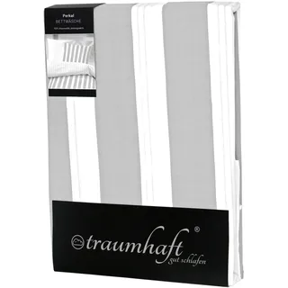 Traumhaft gut schlafen – Perkal-Bettwäsche, 2-teilig, mit Blockstreifen, in versch. Farben und Größen - Stone/80 x 80 cm, 155 x 220 cm