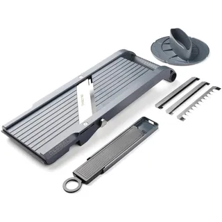 GLOBAL Mandoline GSL-95/BC – Premium Gemüsehobel 95 mm | Mit 3 Julienne-Klingen & Fingerschutz | Stufenlos verstellbar, BPA-frei, 100% Made in Japan