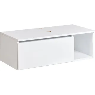 BELIANI Hänge Waschbeckenunterschrank Weiß MDP-Platte 80x40 cm mit Klappe Regal Modern Bad-Unterschrank für Aufsatzwaschbecken Schmal Wandmontage - Weiß