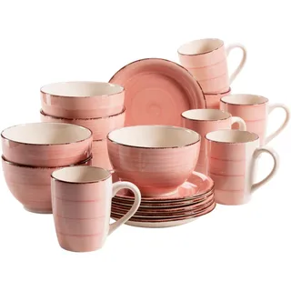 Mäser Bel Tempo II Frühstücksset 18-tlg. rosa/gestreift