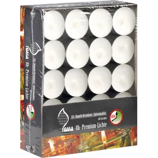 GALA-Kerzen Teelicht Nightlight 8h-Lichte Basic doppelte Höhe 40 im Pack 2,5cm Ø4cm weiß – 8er Vorteilset