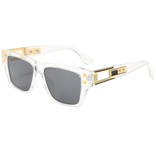 Long Keeper Retro Sonnenbrille Eckig für Herren Damen Klassisch Sonnenbrille Quadratisch Vintage Brille Goldener Rahmen mit UV400 Schutz, 54MM