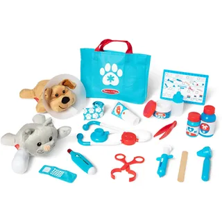 Melissa & Doug - Tierarzt Spielset, 24-teilig, mit Plüschhund und -Katze, vielen Instrumenten und Arzt-Zubehör, für fantasievolles Rollenspiel, ab 3 Jahren