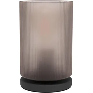 EGLO Nachttischlampe Colomera, elegante Glas Tischlampe, Zimmer Deko Schlafzimmer, Wohnzimmerlampe aus Metall in Schwarz und Rauchglas, E27 Fassung, Ø 12 cm