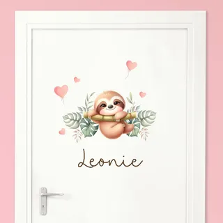 Little Deco Türaufkleber, Wandtattoo Kinderzimmer, Faultier Baby | Wandsticker, Sticker personalisiert, Babyzimmer Deko, Wunschtext Aufkleber, Tür Namensschilder Kinder, Stickers selbstklebend