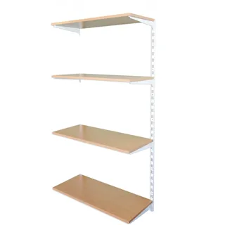 Biedrax Wandregal - Anbauregal 50 x 60 x 150 cm, Farbe weiss - 4 Fachboden Buche