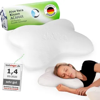 Third of Life Seitenschläfer-Kissen ACAMAR mit Aloe Vera Bezug, HWS Nackenstützkissen, Ergonomischer Memory Foam für die Seitenlage, Wellnesskern mit Bambus-Aktivkohle, Aktive Hautpflege mit Oekotex