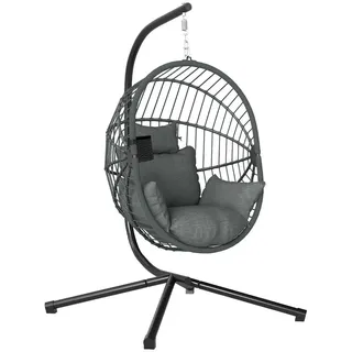 Outsunny Hängesessel, Stahl, Polyester, Grau , Metall , 106x188x120 cm , Gartenmöbel, Gartenschaukeln, Hängesessel