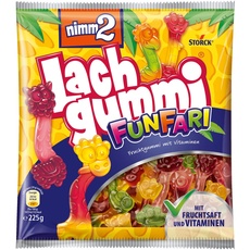 nimm2 Lachgummi FunFari – 1 x 225g – Fruchtgummi mit Fruchtsaft und Vitaminen