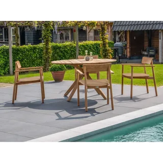 Traditional Teak Set Carmen I - Das Set besteht aus: 1 x Tisch Carmen, 4 x Stapelsessel Carmen.