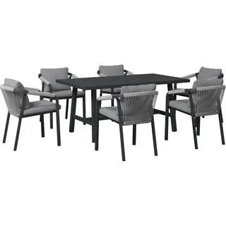 Ambia Garden Gartentischgruppe , Anthrazit, Grau , Metall, Textil , Füllung: Schaumstoff,Polyester , rechteckig , eckig , 162x73x90 cm , Bsci, DIN EN ISO 9001 , Gartenmöbel, Gartengarnituren, Gartenmöbel-Sets