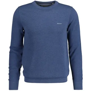 GANT Herren COTTON PIQUE C-Neck Pullover, Denim Blue Mel, L