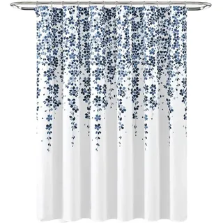 Lush Decor Duschvorhang mit Blumenranken-Motiv, 183 x 183 cm, Marineblau und Blau