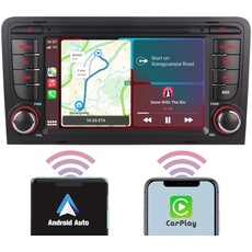 YZKONG Autoradio für Audi A3 S3 RS3 2003-2012 kompatibel mit drahtlos CarPlay Android Auto, 7 Zoll Touchscreen-Auto-Receiver AM/FM/Bluetooth/USB