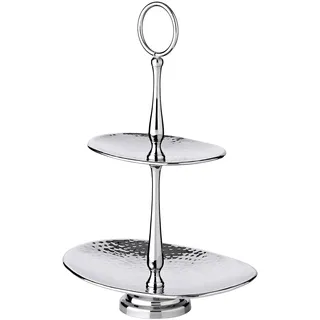 EDZARD Etagere Gulf (Höhe 34 cm), mit 2 Ebenen, oval, Edelstahl gehämmert, hochglanzpoliert