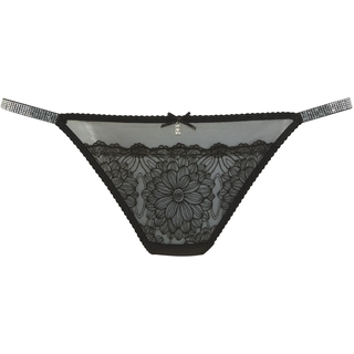 String LASCANA, Damen, Gr. 40/42, schwarz, Spitze, Obermaterial: 75% Polyamid, 20% Polyester, 5% Elasthan, Unterhosen String, mit edlen Strassbändern, sexy Dessous, Reizwäsche