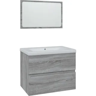 vidaXL Badmöbel-Set Grau Sonoma Holzwerkstoff - Grau