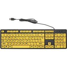 Computertastatur mit Großem Druck, Tastatur für Sehbehinderte, Kabelgebundene USB Tastatur mit Hohem Kontrast, Tastatur mit Großen Buchstaben für Personen mit Sehbehinderung,