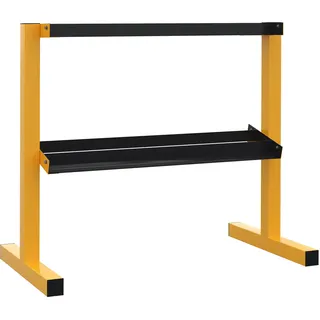 sportnow Hantelständer, 2-Stufige Kurzhantelablage, Hantelablage bis 270 kg Belastbar, Gewichtshalter für Gewichtheben, Krafttraining, Stahl, Gelb, Schwarz, 92,5 x 50,5 x 80,5 cm