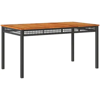 vidaXL Gartentisch Schwarz 140x80x75 cm Poly Rattan Akazienholz - Schwarz