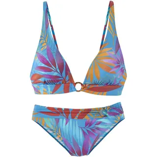 LASCANA LASCANA, Triangel-Bikini mit kleinem goldfarbenem Zierring, blau