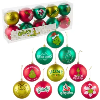 The Grinch Weihnachtskugeln, Set aus 10 lustigen Christbaumkugeln