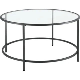 Couchtisch Kouvola Glas-Tischplatte Stahlgestell Glastisch 84 x 45,5 cm Wohnzimmertisch Kaffeetisch Schwarz - Schwarz