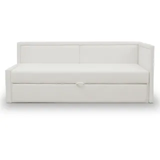 Selsey Polsterbett 91 x 205 cm Schlaffläche 82 x 189 cm Gepolstertes Bett Tagesbett Sofabett Jugendbett Robuster Stoff T30 Schaumstoff Ausziehbar Creme Caprili