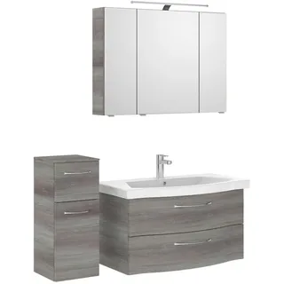 Pelipal Badezimmer , Graphitfarben , Holzwerkstoff , 4-teilig , 7 Fächer , 2 Schublade(n),insgesamt: 3 Schublade(n) Schubladen , 128 cm , Made in Germany , hängend, Typenvielfalt , Badezimmer, Badmöbelsets & Badmöbelserien, Badmöbel-Sets