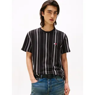 Tommy Hilfiger Tommy Jeans T-Shirt »TJM REG VERT STRIPE SS TEE« modisch gestreift, schwarz