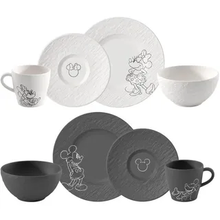 Villeroy & Boch Manufacture Rock Mickey Mouse Frühstücks-Set 8-tlg. schwarz/weiß