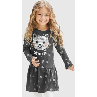 KIDSWORLD Jerseykleid »Kleid mit Pailletten« Shirtkleid mit süßer Paillettenapplikation, grau
