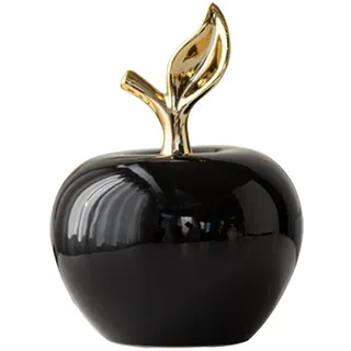 Cabilock Keramik Apfel Deko Figuren Schwarz: Porzellan Tischdeko Objekt Früchte Elegante Keramikäpfel als Hingucker für ihre Tischdeko - auffälliges Deko-Obst als Sideboard Arrangement