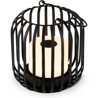 BRILONER – Mini LED Tischlampe Kabellos mit Metallkorb, Dimmbare Nachttischlampe Touch, Schreibtischlampe, Leselampe, Tischleuchte Outdoor & Indoor, Camping Lampe, Warmweißes Licht, 9x10 cm, schwarz