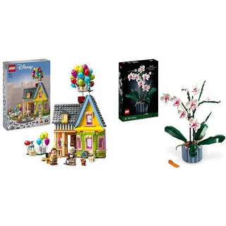LEGO 43217 Disney and Pixar Carls Haus aus „Oben“, baubares Spielzeug mit Luftballons & 10311 Icons Orchidee, Künstliche Pflanzen Set mit Blumen, Modellbausatz
