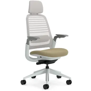 Steelcase Series 1 Ergonomischer Bürostuhl mit LiveBack Lumbalstütze, 4D-Armlehnen, anpassbarer Kopfstütze Sand