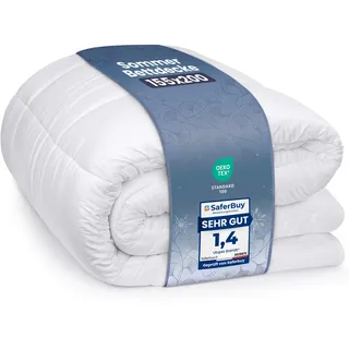 Utopia Bedding Sommerdecke 155 x 220 cm, Bettdecke Ohne Bezug Weiß | Leichte Steppdecke mit weicher 200 g/m2-Füllung, atmungsaktiv und waschbar, dünne Schlafdecke für Sommer, OEKO-TEX