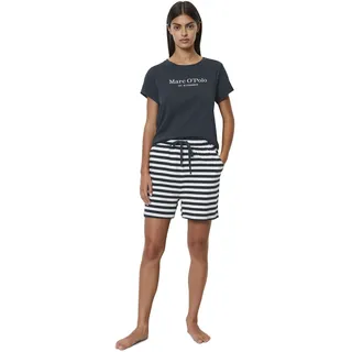 Marc O'Polo Damen, Mix&Match Short Pyjama Set, Navy/White, M EU