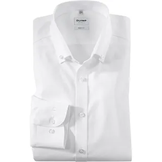 Businesshemd OLYMP "Level Five body fit", Herren, Gr. 37, N-Gr, weiß, Web, Obermaterial: 97% Baumwolle, 3% Elastolefin, körpernah, 2-Knopf-Manschette, Hemden Businesshemd