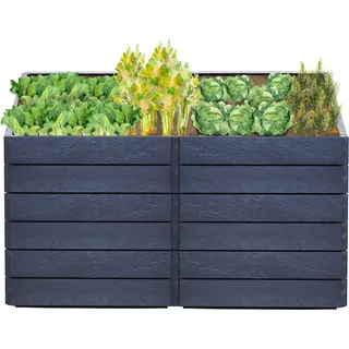 Garantia Hochbeet-System 2 L Ergo Quadro 75 cm x 160 cm x 80 cm Stone