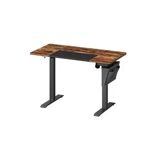 SONGMICS elektrisch höhenverstellbarer Schreibtisch braun rechteckig, C-Fuß-Gestell schwarz 120,0 x 60,0 cm