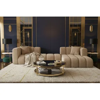 kaiser möbel Ecksofa L-Form Grand L 319 cm, Veloursstoff Salvador, Beige, Rechts - Beige