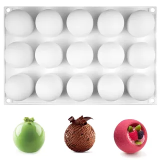 Silikonform Kugel, Ø 42mm Backform, 15 Löcher, Kugelform für Schokolade, Pralinen und Gelee