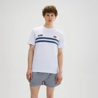 T-Shirt ELLESSE "VENIRE TEE", Herren, Gr. L, weiß, blau, Obermaterial: 100% Baumwolle, normal, Rundhals, Shirts T-Shirt, Kurzarm, mit Rundhalsausschnitt, aus Baumwolle, normale Länge
